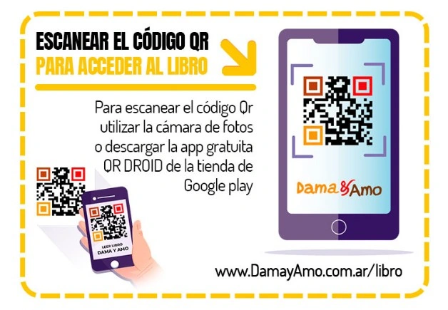 Código Qr para acceder a la versión digital completa, del libro “Dama y Amo” (2023) Micrositio: Libro Dama y Amo de Julio Resek. Posadas, Misiones